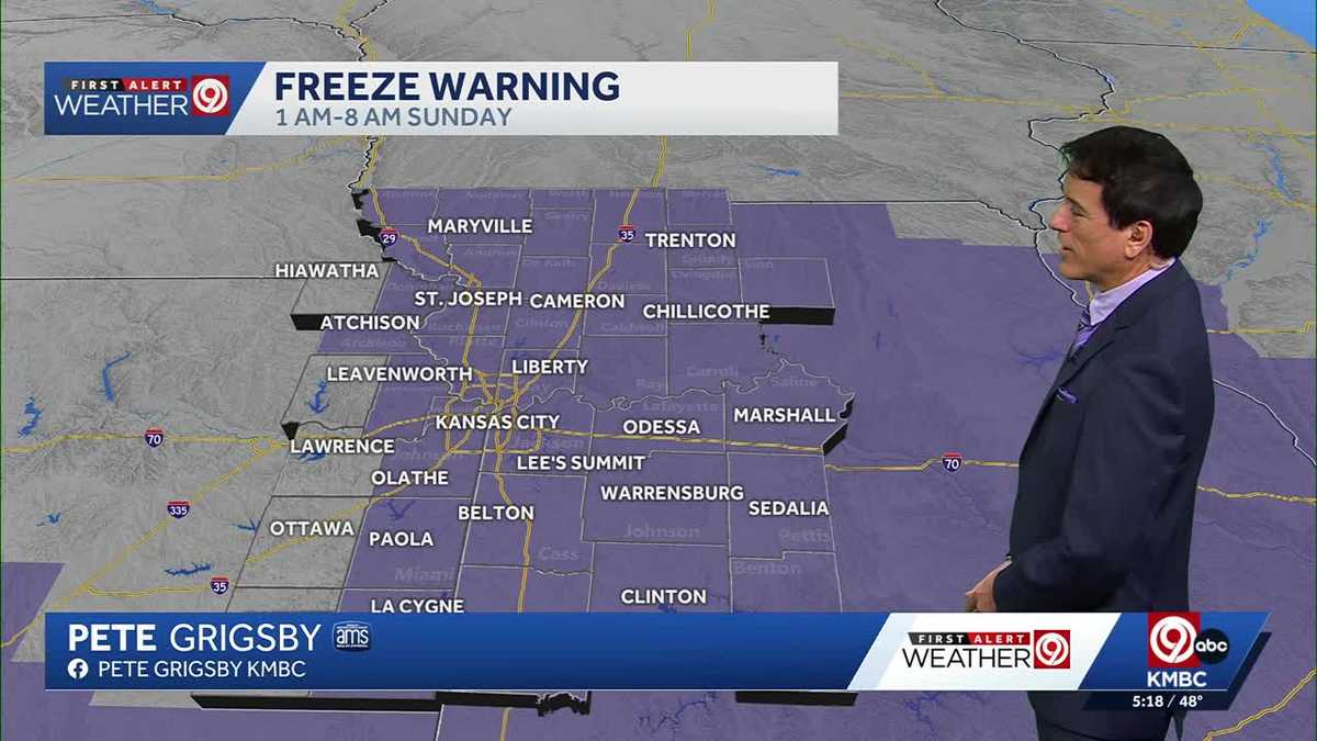 Freeze warning for Sunday morning