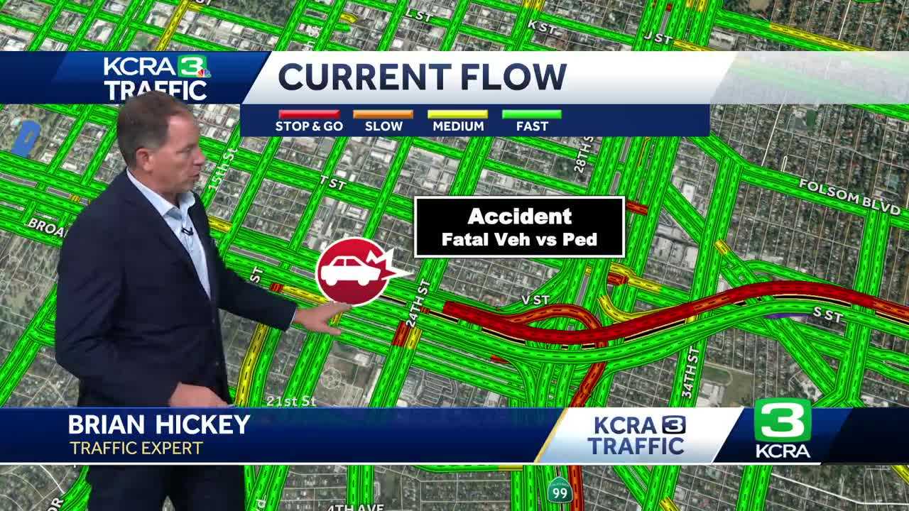 Pedestrian hit by car on Highway 50 in Sacramento