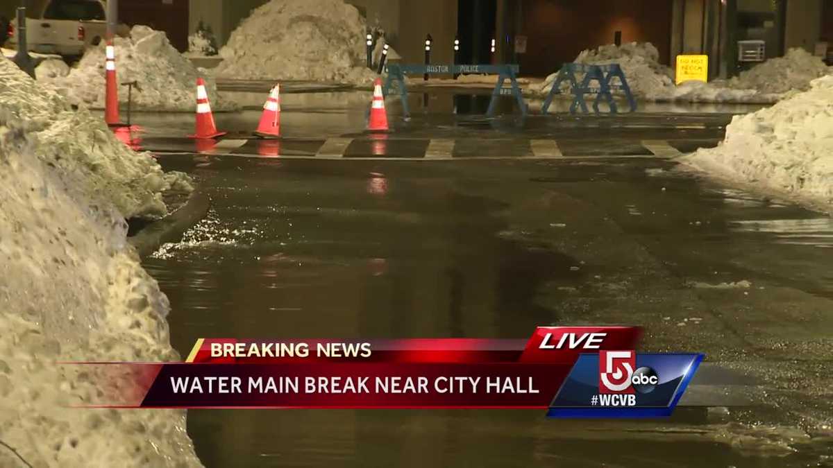 Water main break floods Boston streets
