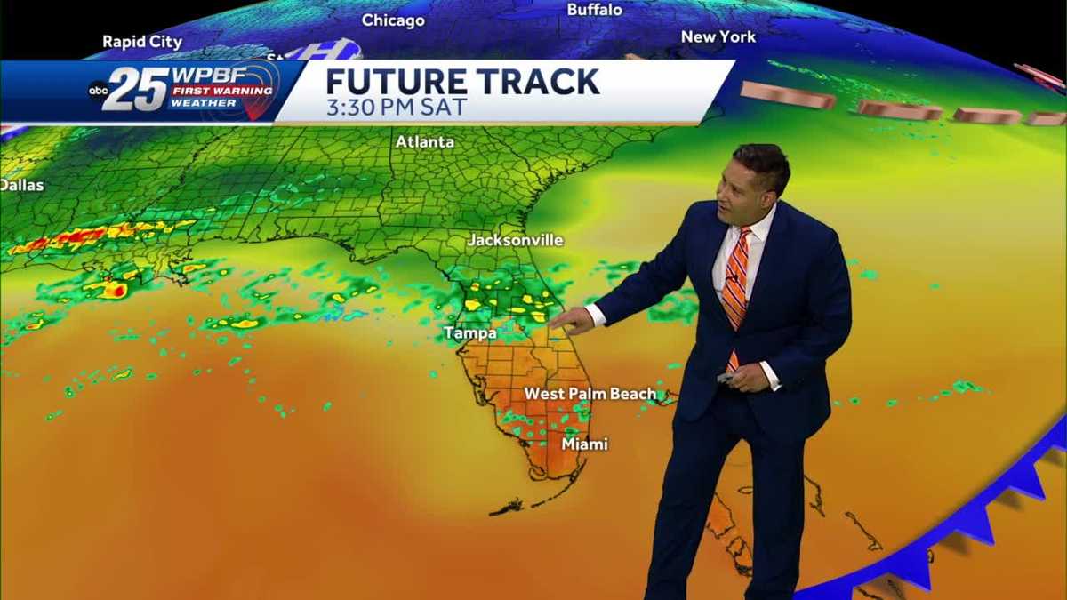 Warming up with isolated showers