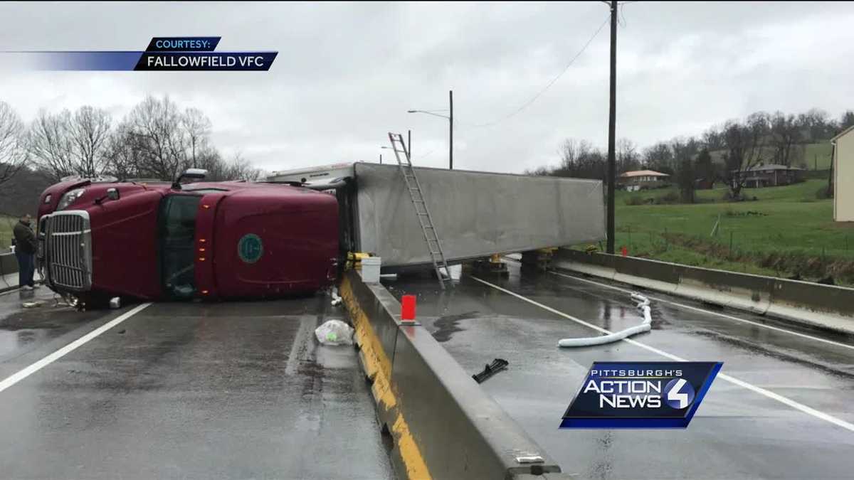 Photos Tractor Trailer Rollover Crash Closes Interstate 70 1539