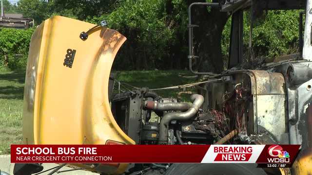 New Orleans fire investigating school bus fire near Crescent City Connection