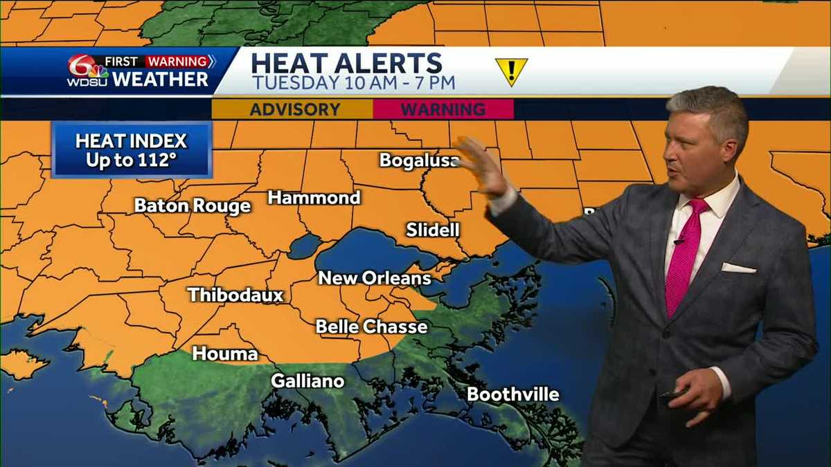New Orleans weather forecast high temp heat index heat advisory