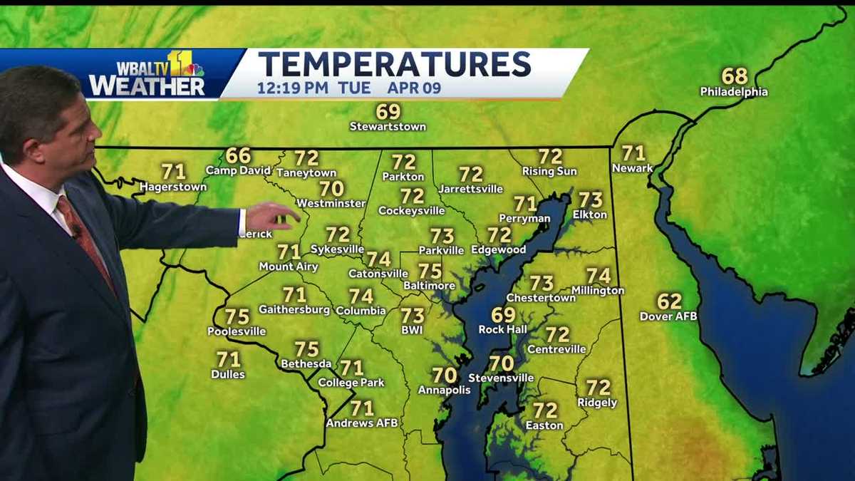 Temps to peak in upper 70s Tuesday