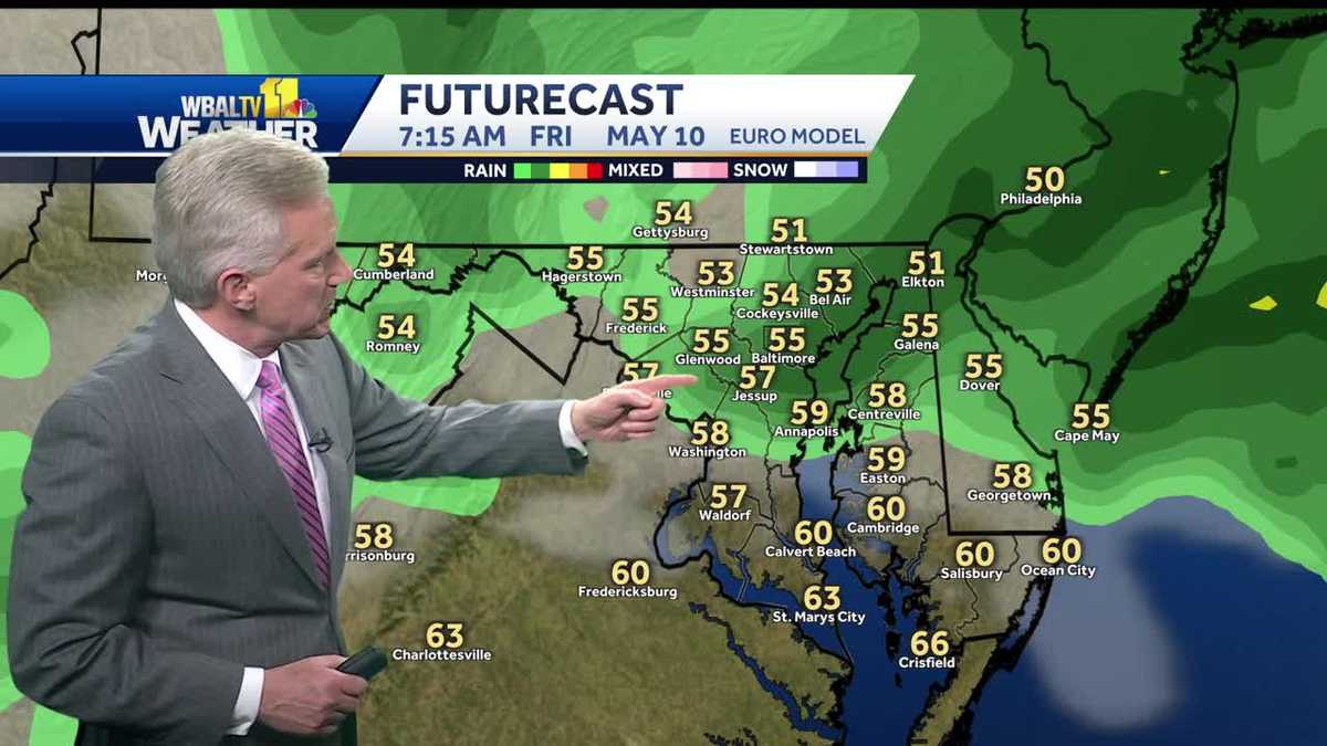Cool and cloudy with showers Friday