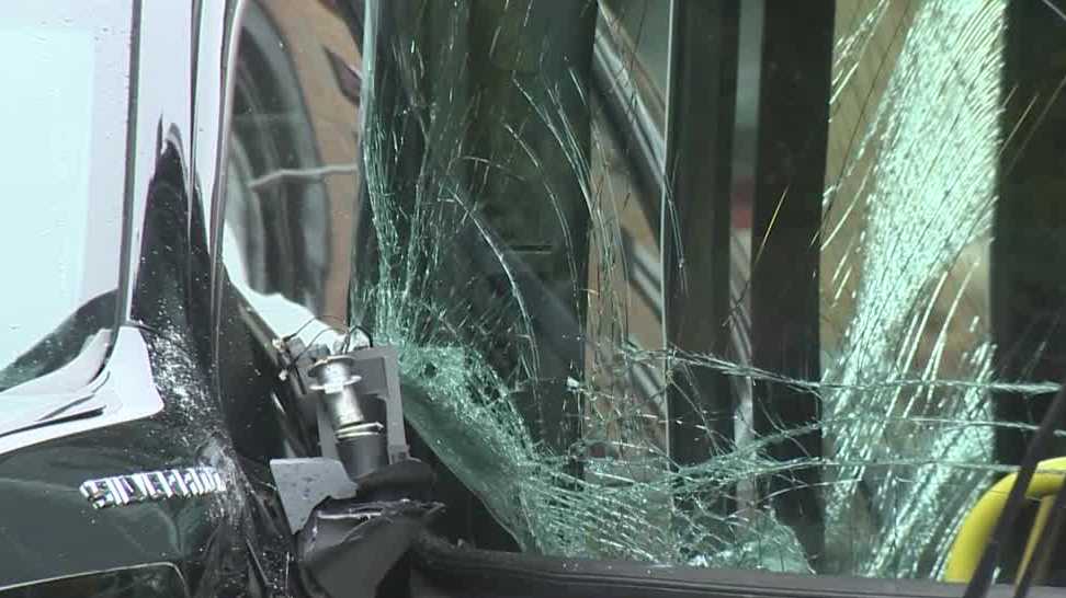 Pickup crashes into MBTA bus