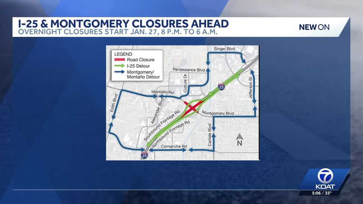 Closures around I-25 project in Albuquerque later this month