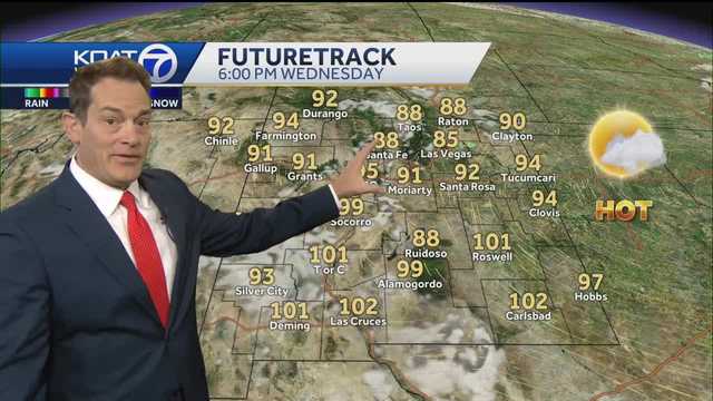 Hot but just a little above average this afternoon, breezes a step stronger