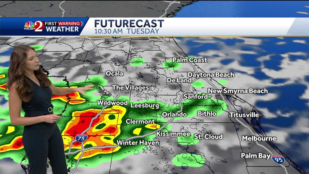 Showers and storms moving into Central Florida early Tuesday