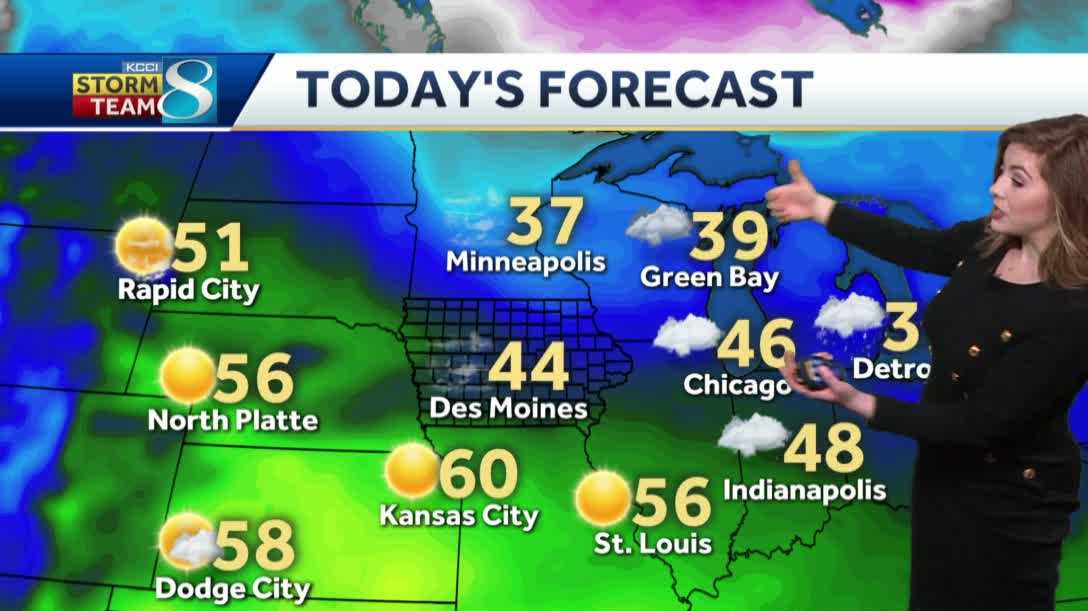 Mostly clear skies Monday, temperatures in the 40s