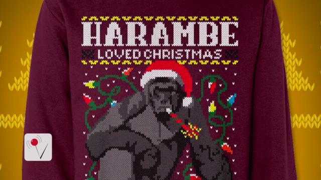 Harambe the gorilla is memorialized on controversial Christmas sweaters