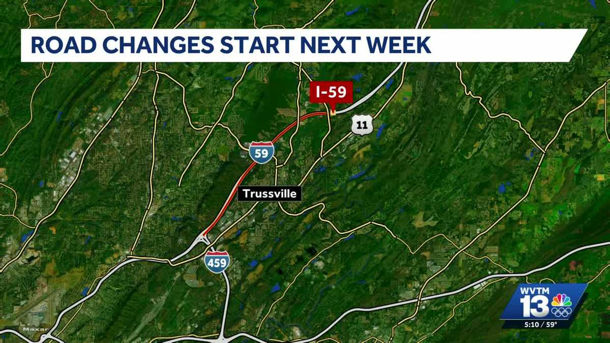 Traffic changes on I-59 in Trussville to last up to three months