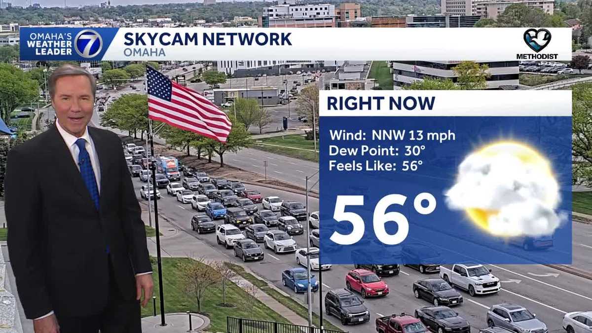 Breezy & cool this evening in Omaha and cold tonight