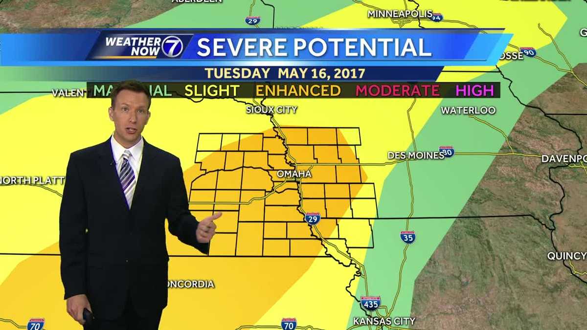 Early AM t-showers Tuesday, severe weather possible this evening