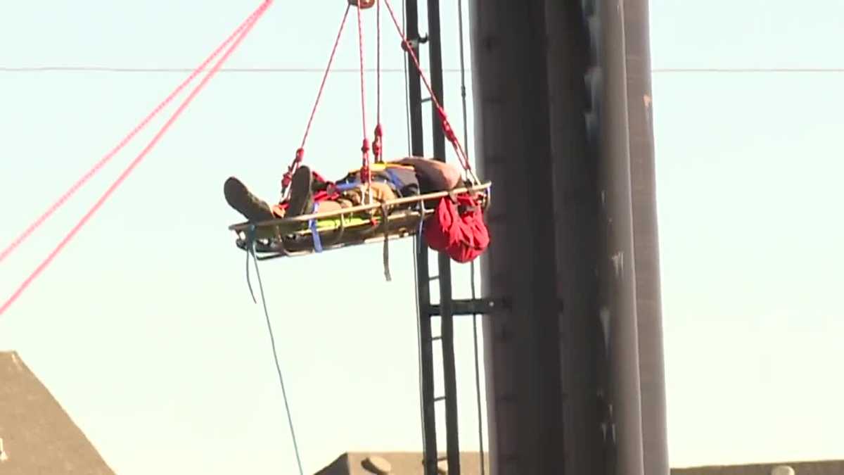 WATCH: OKC fire crews rescue worker suffering medical emergency on billboard