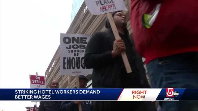 one job should be enough striking hotel workers demand better wages