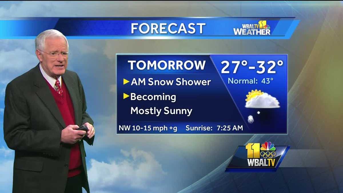 Snow showers possible overnight into Wednesday morning