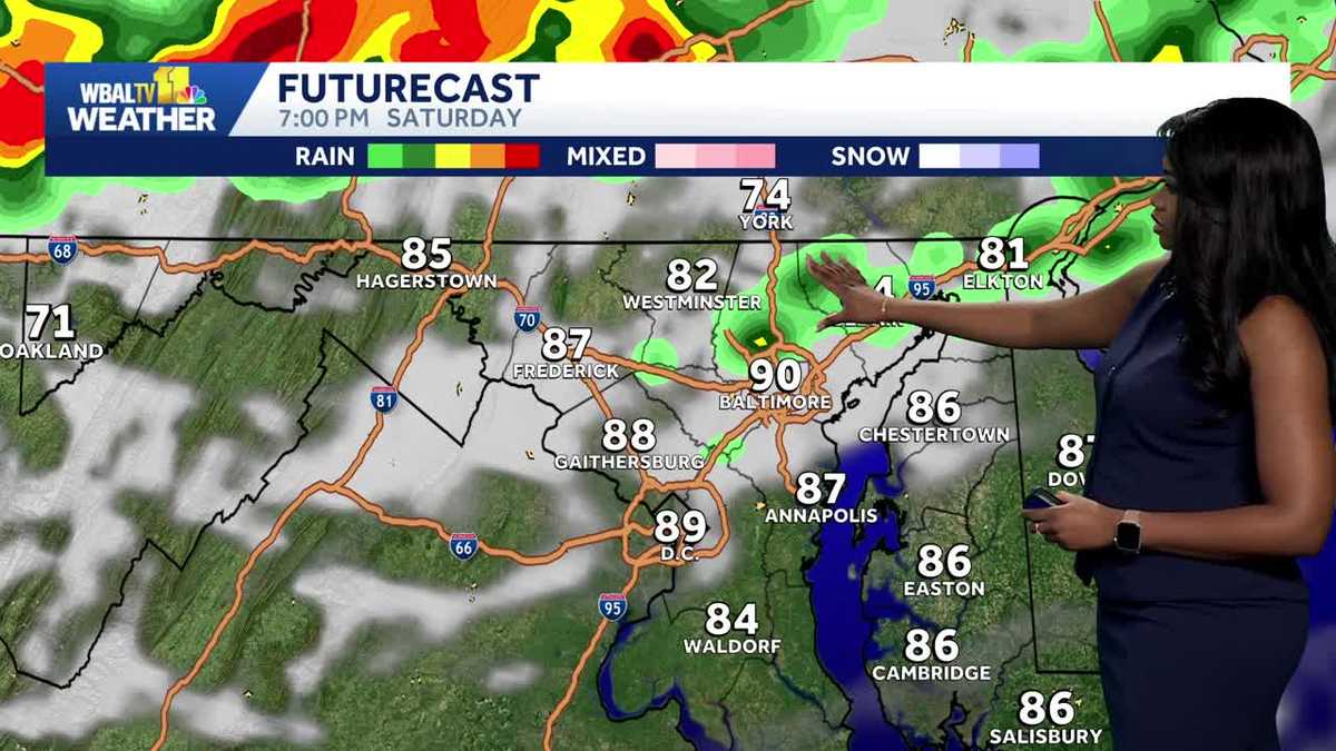 Slight chance of showers and thunderstorms late today in Maryland