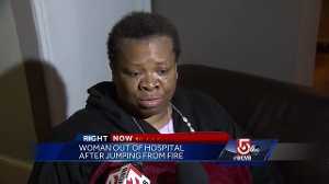 Woman 'thankful' to be alive after jumping out of burning Mass. home