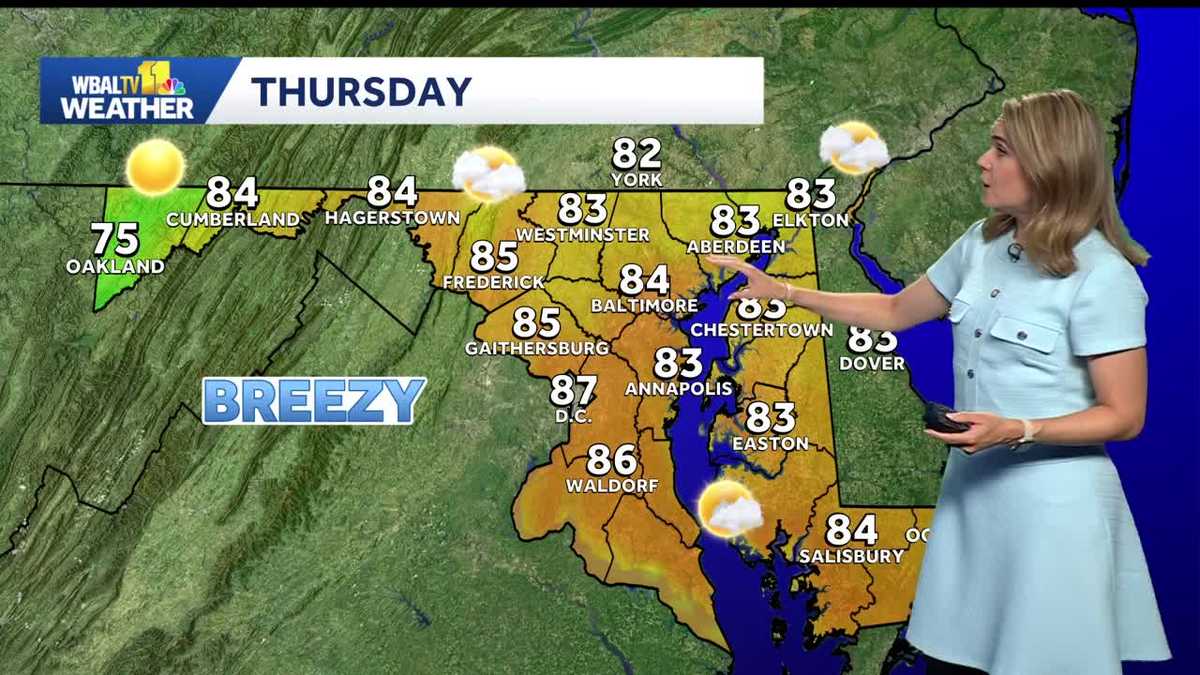 Cooler breeze continues into Thursday in the Baltimore area