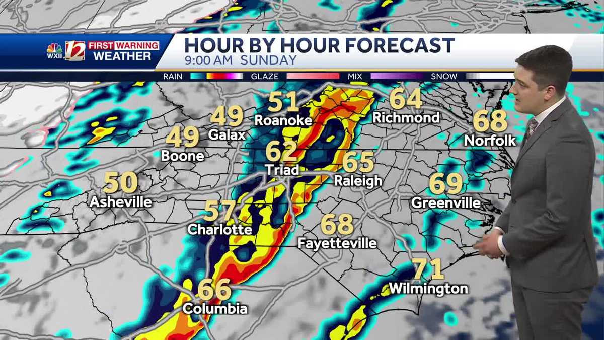 WATCH: Rain & storms Sunday morning, windy day ahead