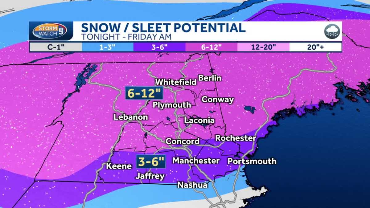 NH forecast video: Heavy snow expected with sleet in some areas