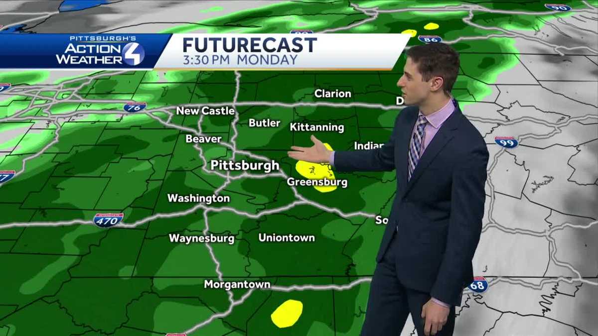 Mostly cloudy tonight, rain showers on Monday