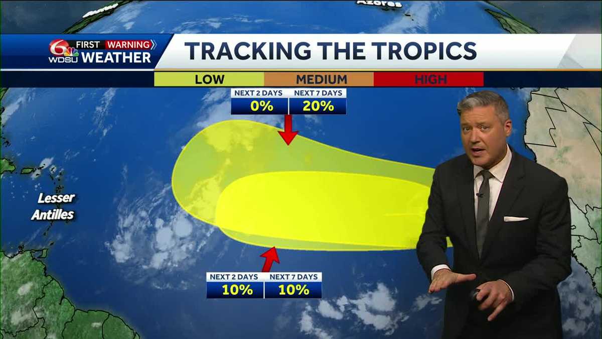 New Orleans weather forecast high temp rain chance Gabrielle