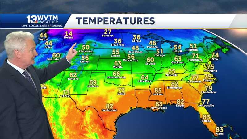 Cold blast drops temperatures over 50 degrees by the weekend