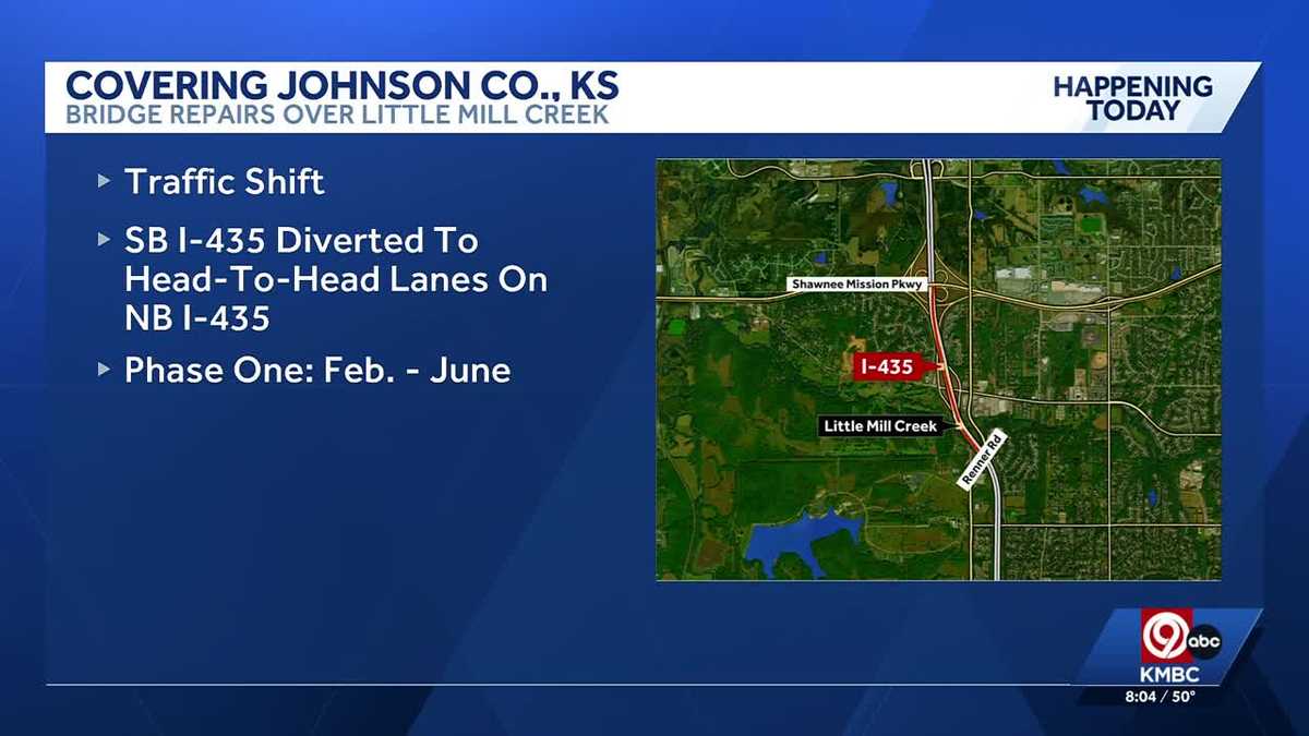 I-435, Little Mill Creek bridge project begins in Johnson County, shifting traffic until June
