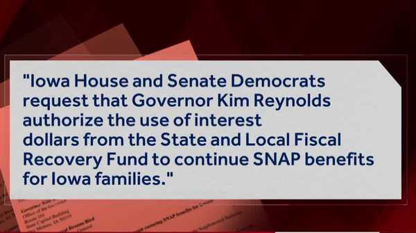 iowa democrats urge governor to use state funds for snap benefits