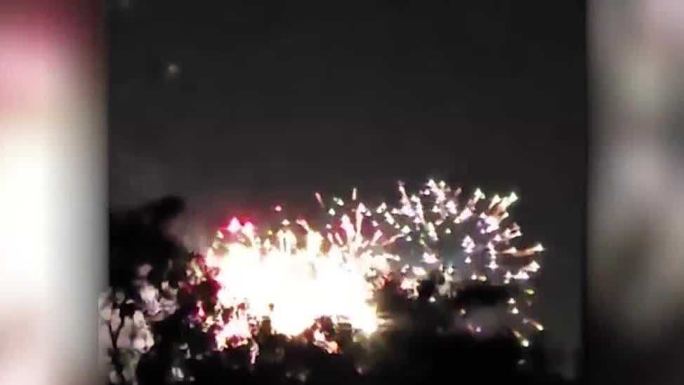 Stockton illegal fireworks caught on camera and trees catch fire