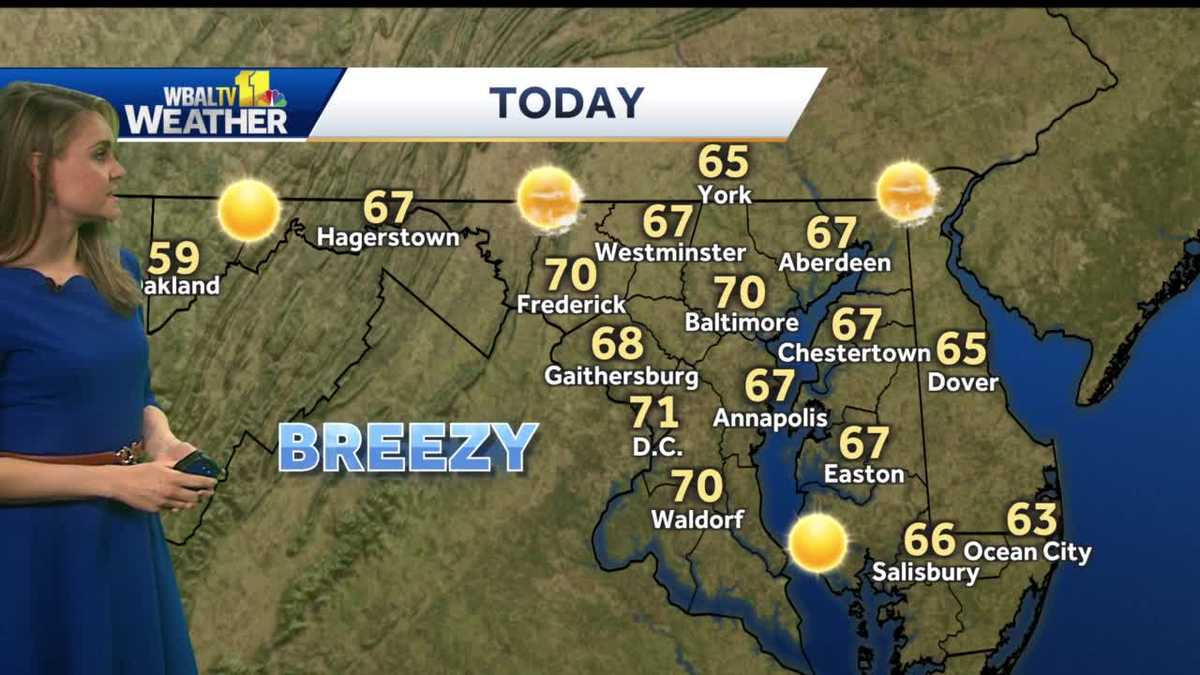 Warm but breezy start to the week for Maryland