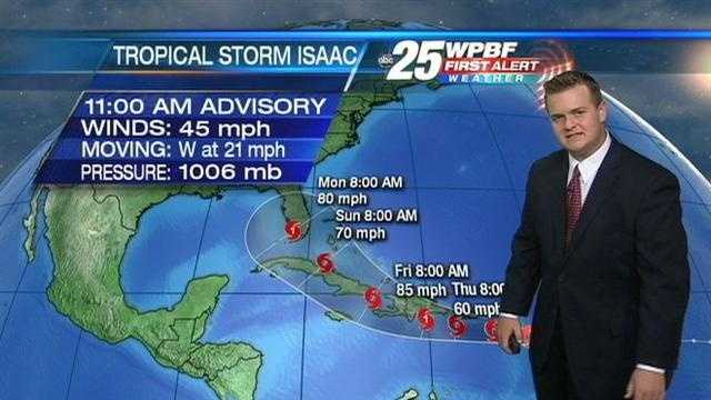 Noon Update: Isaac could hit South Florida on Monday morning