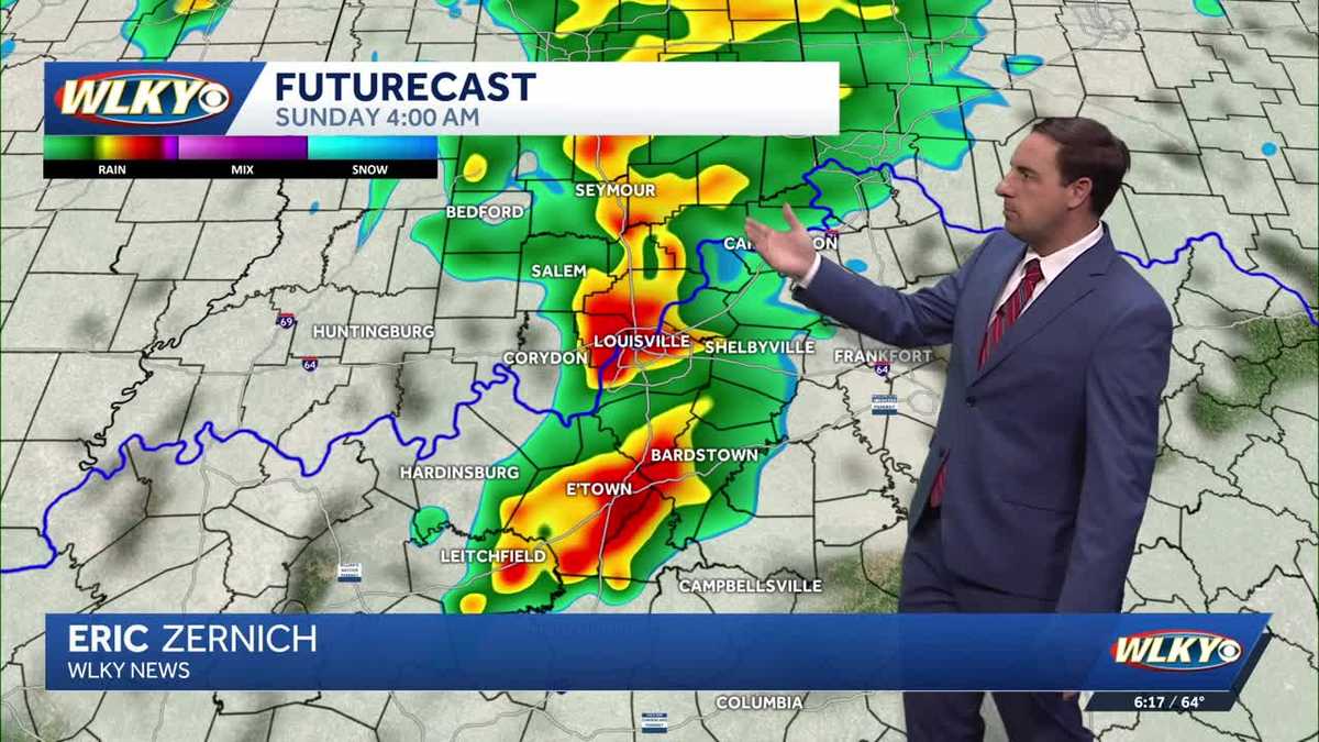 Showers overnight then some flurries Sunday into Monday