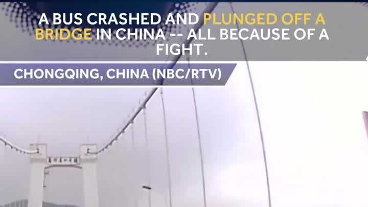 Bus plunges off bridge after passenger fights with driver