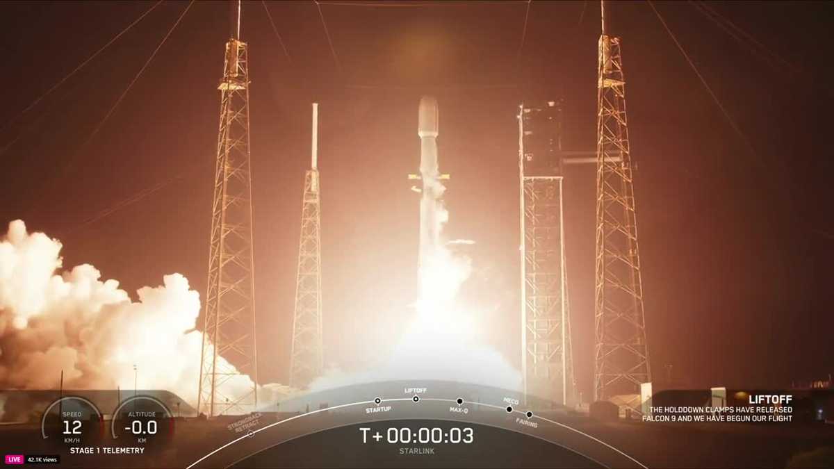 SpaceX Falcon 9 carrying Starlink satellites launched from Florida