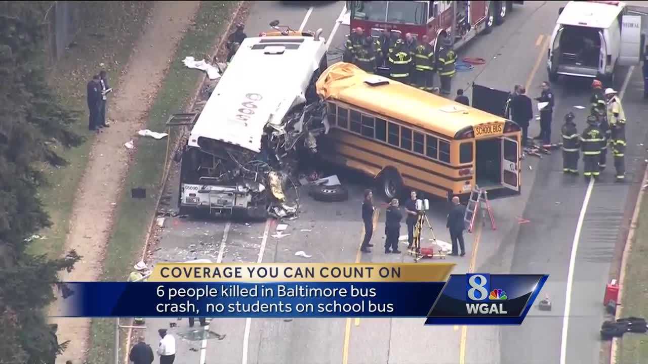 POLICE: 6 Killed When School Bus, Commuter Bus Crash In Baltimore