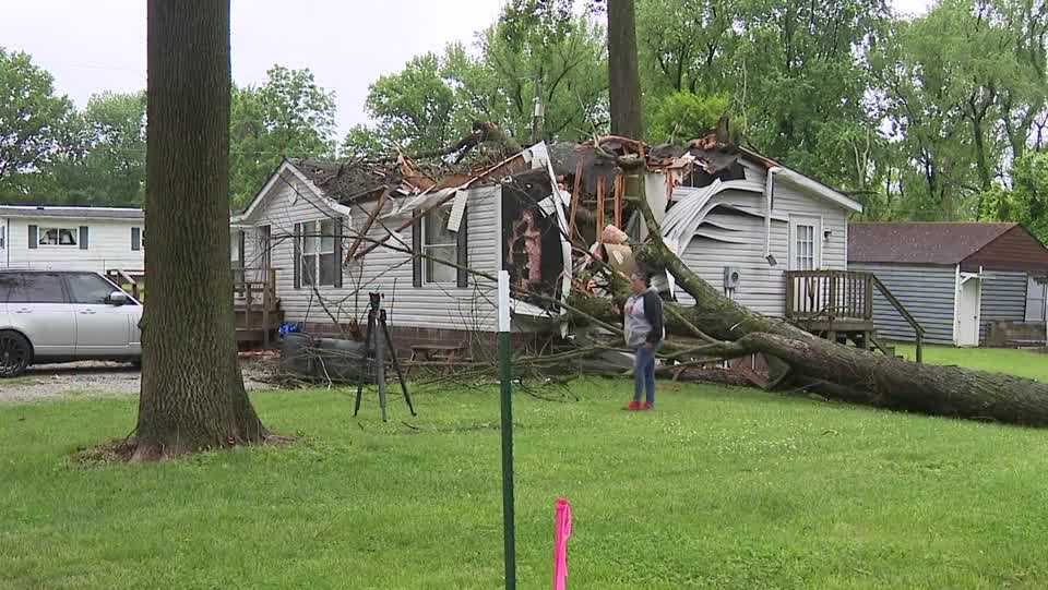 Southern Indiana man trapped inside home by fallen tree during storms