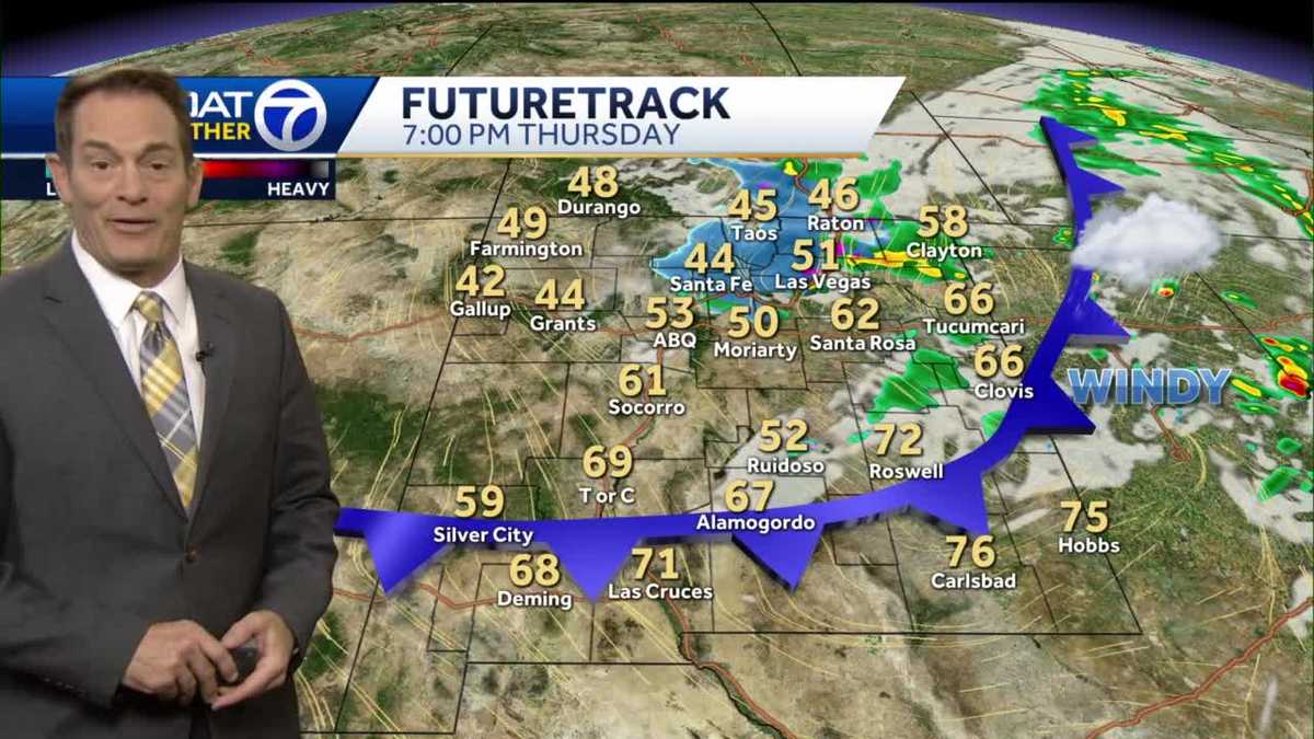 Much cooler and windy today with a little rain and snow in the mix
