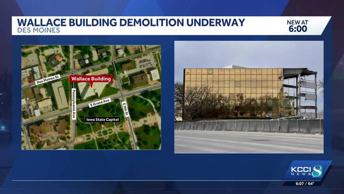 Wallace Building demolition continues in Des Moines