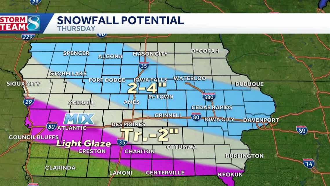 Des Moines weather: Another round of snow, ice possible Thursday