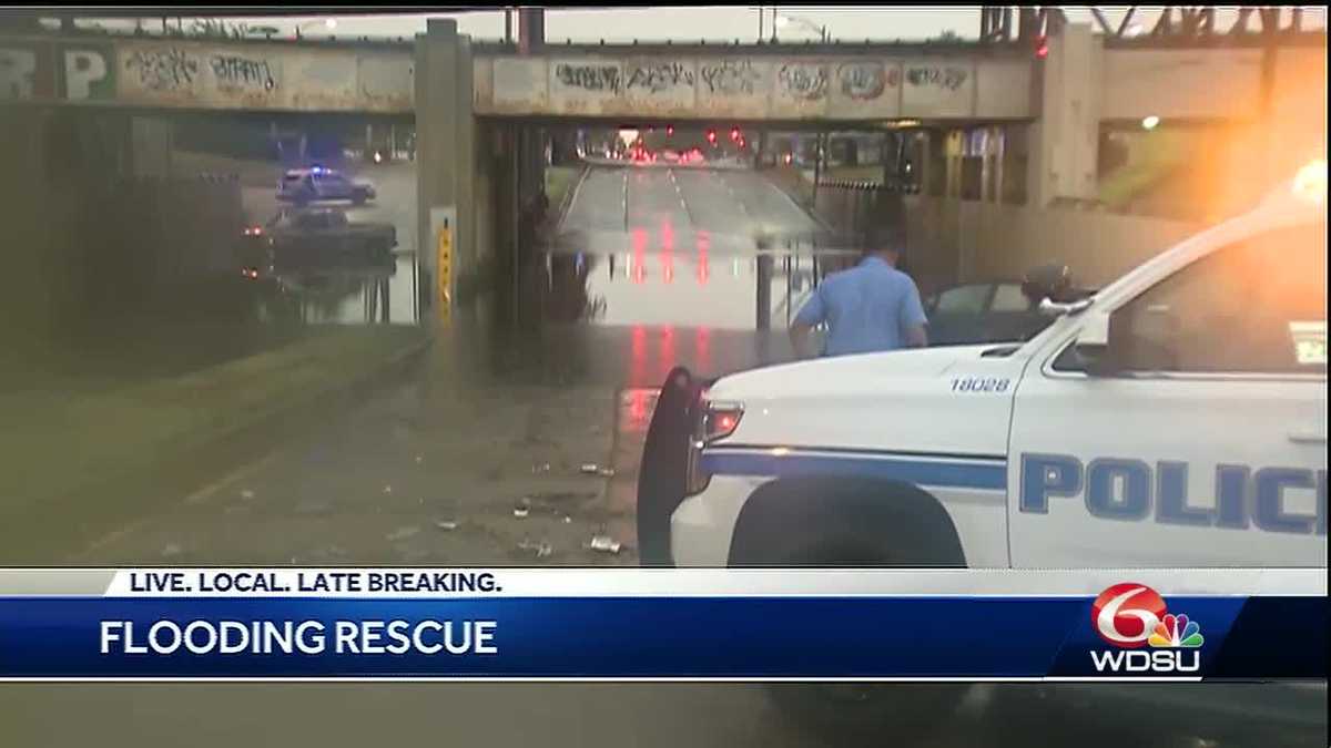 New Orleans Police Officer Rescues Woman From Flooded Underpass