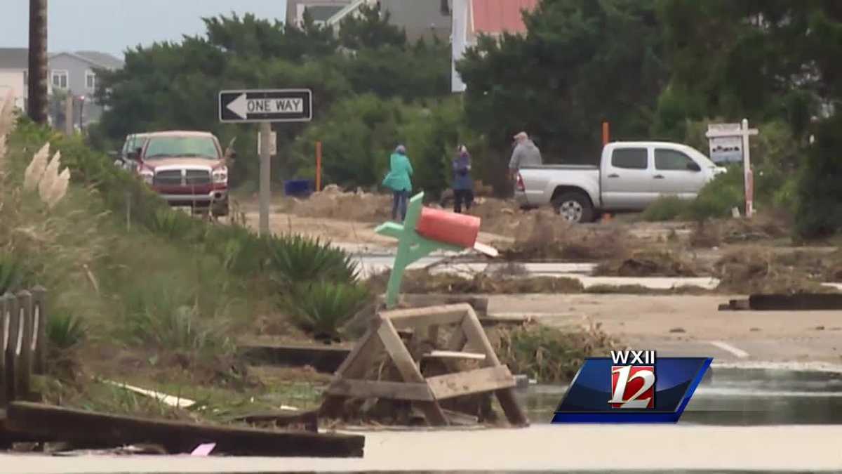 Surveying the damage along Oak  Island 