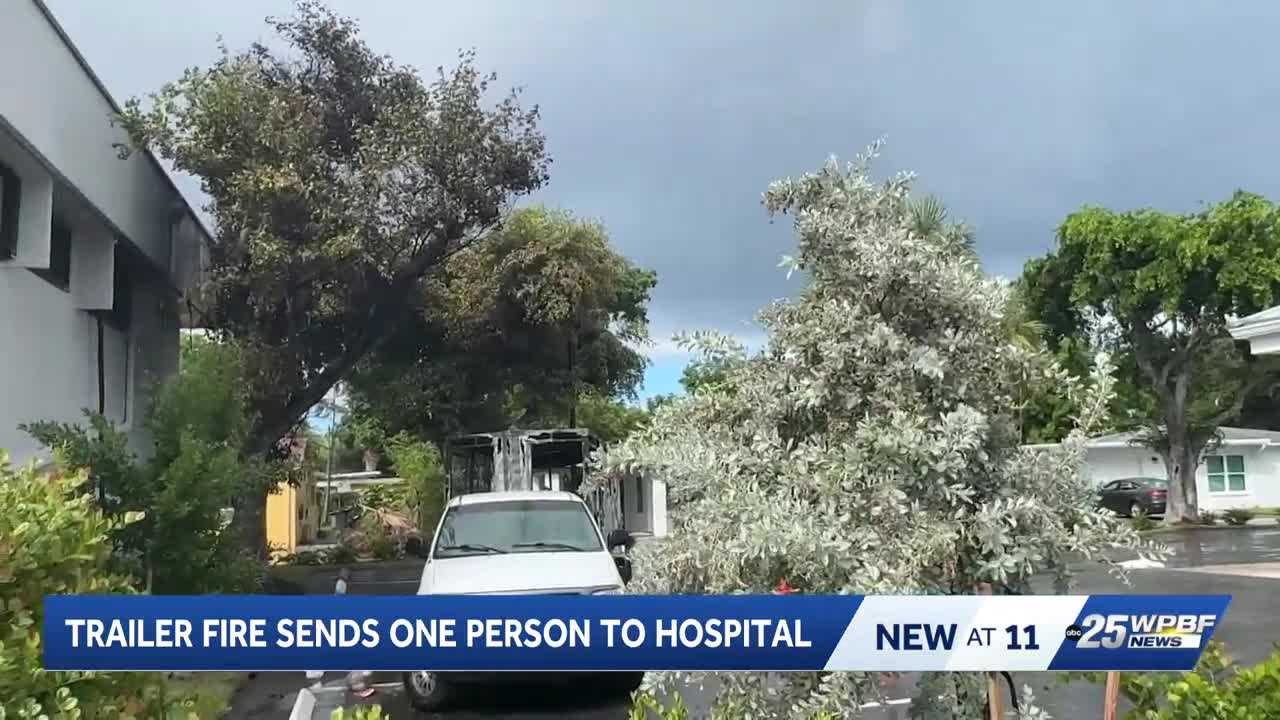 wpbf.com - Allen Cone - One person taken to hospital after trailer fire in Palm Beach County