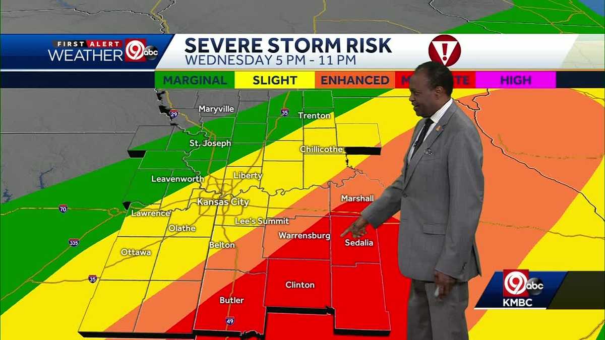 Strong to severe storms likely Wednesday, mainly southeast of KC