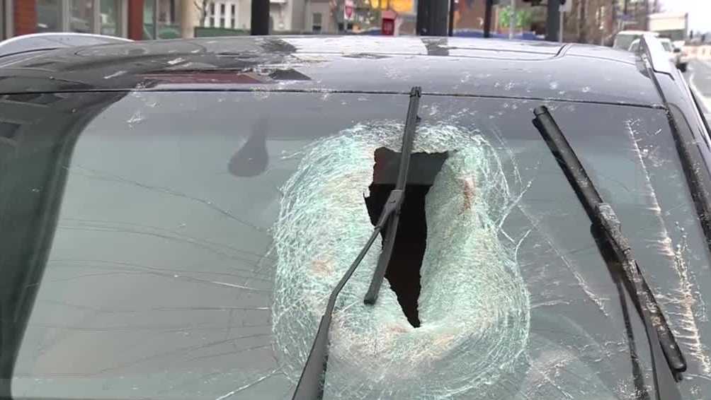 Concrete Smashes Through Suvs Windshield