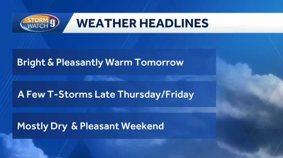 Video: Sunny & pleasant today ahead of possible storms