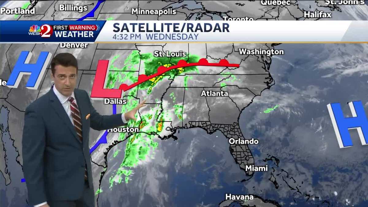 Showers and storms possible Friday night into Saturday morning.