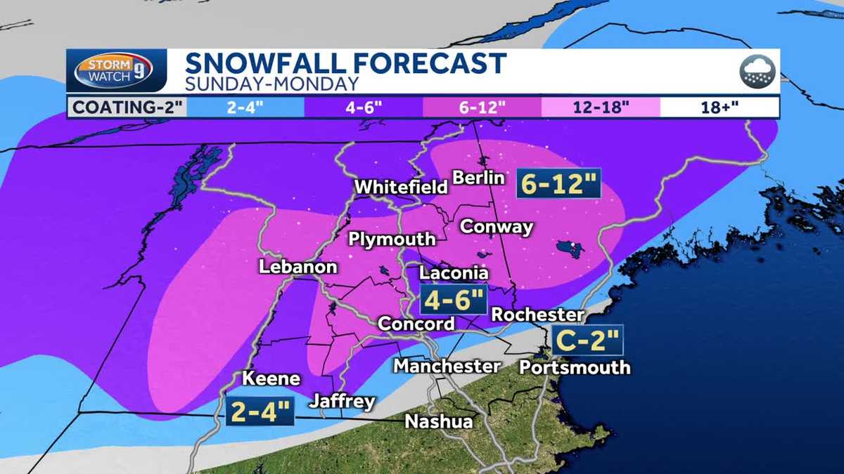 New Hampshire forecast video Snow eyed for Sunday, Monday